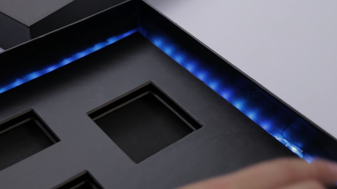 Sleek product box with built-in lights