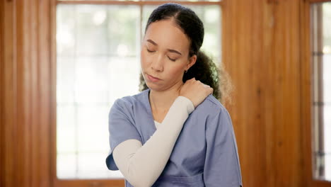 nurse, woman and shoulder pain