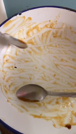 empty pan with sauce residue