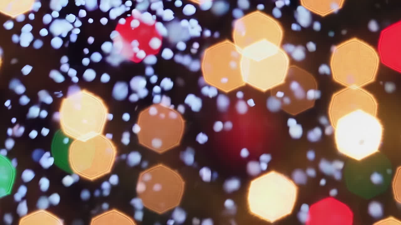 Blurred Christmas Lights with Snow