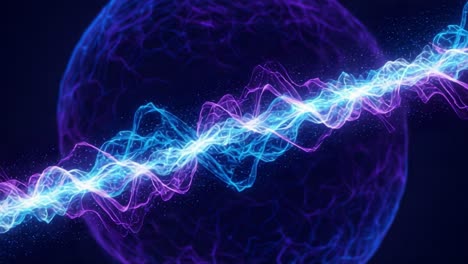 dynamic electric waveforms representing energy flow across a vibrant sphere in a stunning visualization of electromagnetic phenomena