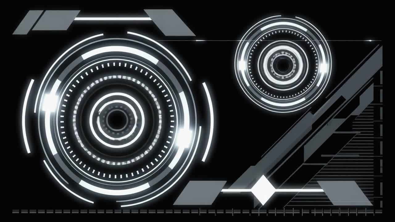 Futuristic Digital HUD Interface Animation on Black Background