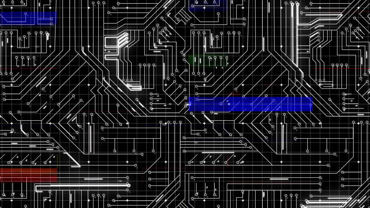 Computer circuit board on black background