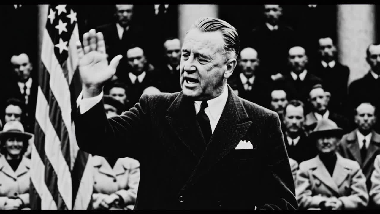 Political Speech in Front of American Flags