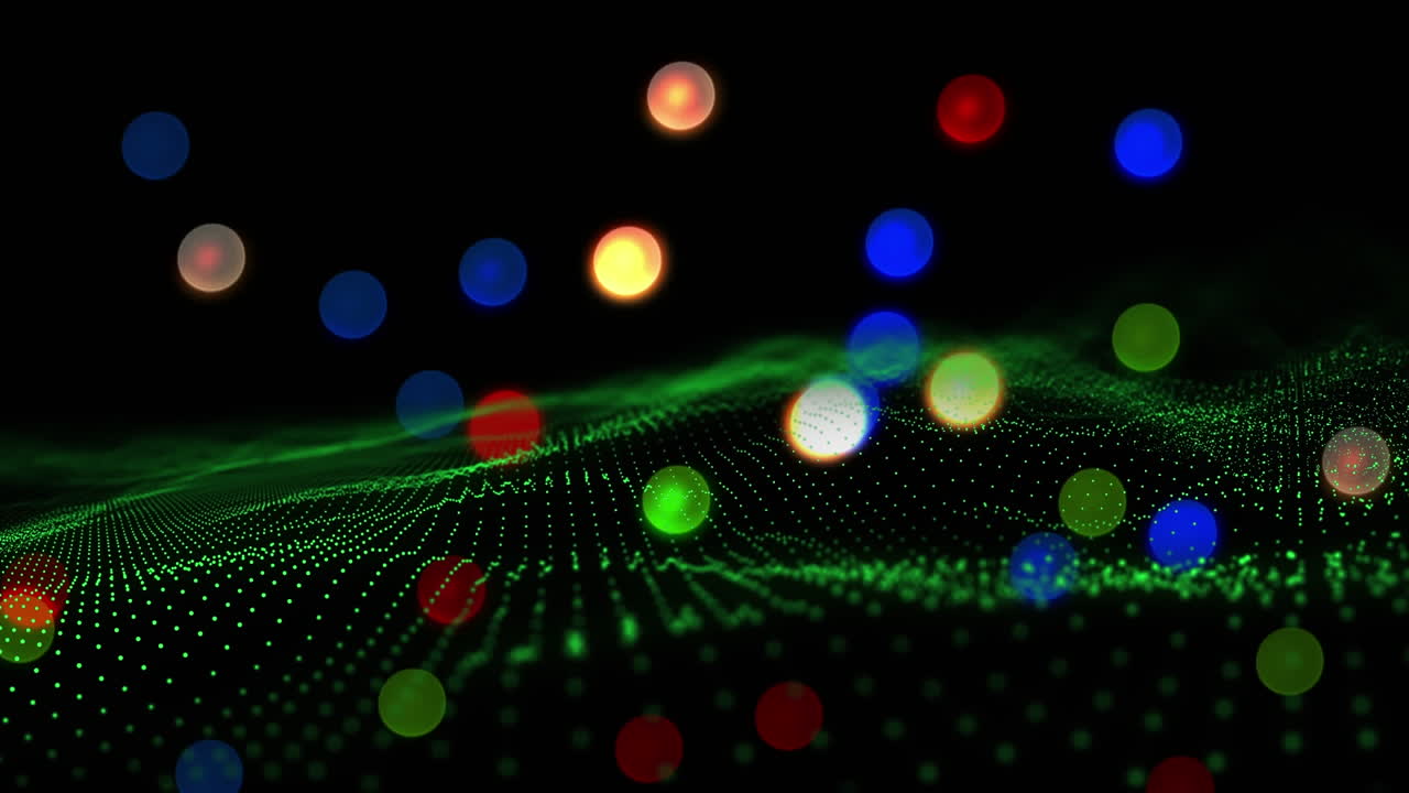 Animation of christmas lights over green laser
