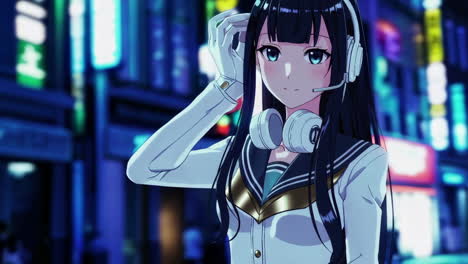 anime girl in night city