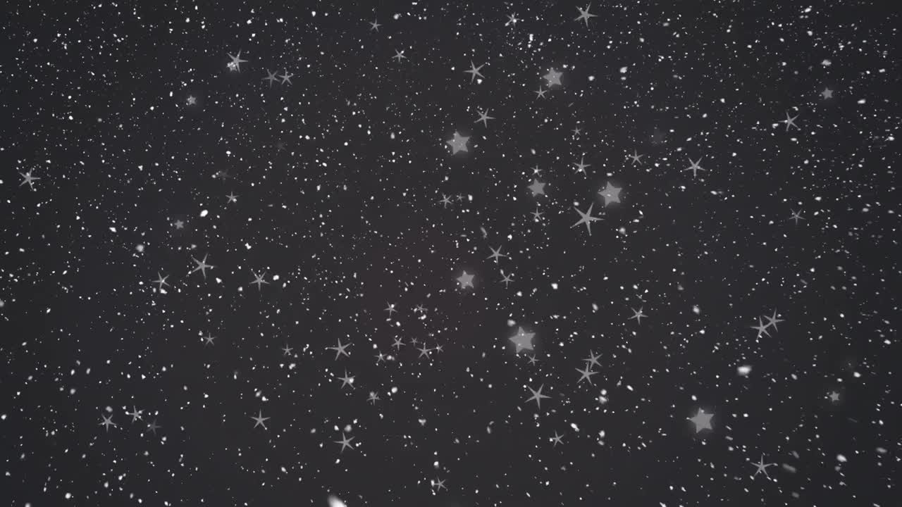 Animation of snow falling over black background