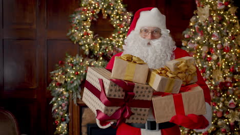 santa claus with christmas gifts