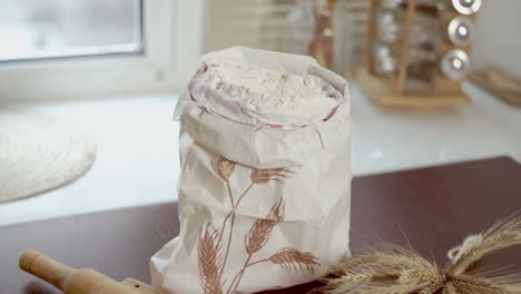 Cooking-ingredients.-Home-baking-ingredients.-Wheat-sheaf.-Organic-flour-bag