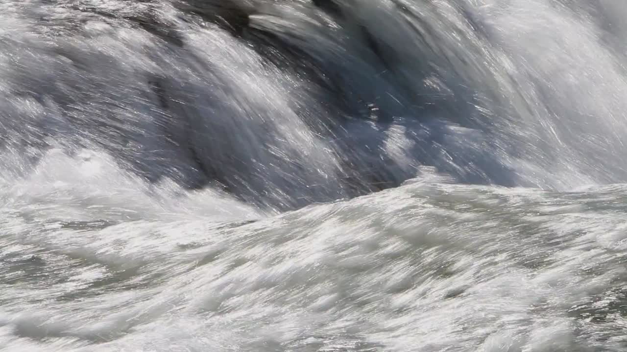 Fast flowing river in close up