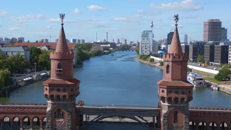 summer day east west berlin border river bridge germany