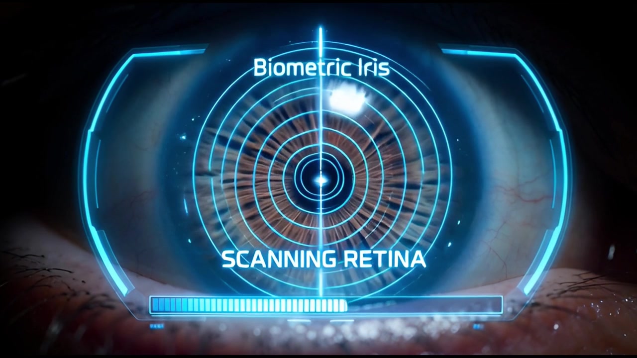 Close-up of Biometric Iris and Retina Scanning for Security