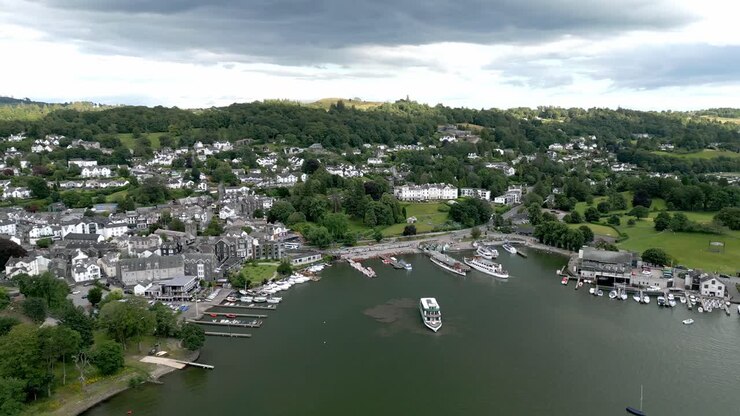 Aerial footage of Bowness-on-Windermere the Lake District’s most popular visitor destination In the Lake District National Park