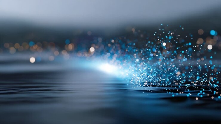 Mesmerizing Water Splashes with Twinkling Light Particles Capture the Essence of Nature's Beauty Reflecting Vibrant Colors in a Calm Aquatic Setting