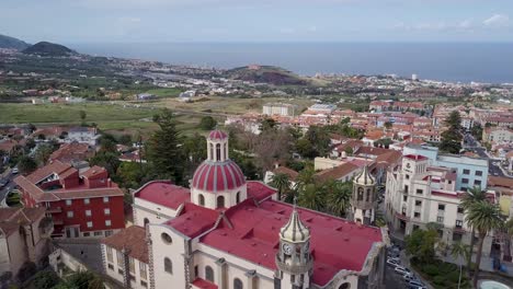 puerto de la cruz tenerife island spain aerial panoramic view of little old town on the ocean coastline