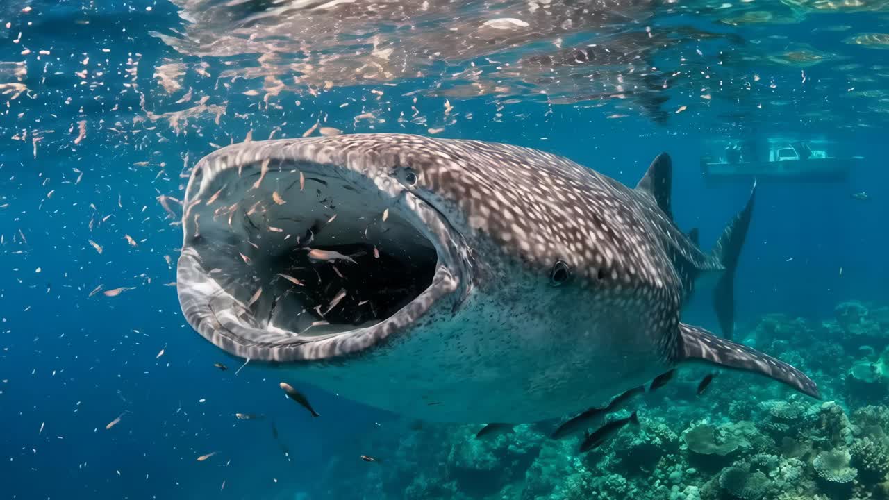 Whale Shark Feeding Underwater