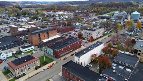 logan, ohio, aerial drone footage of the downtown and surrouding town