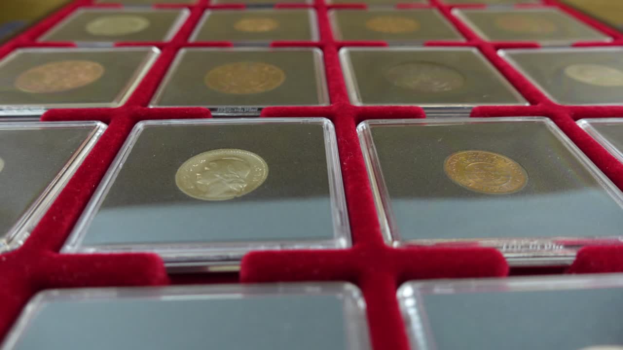 coleccionista de monedas. colección de monedas certificadas