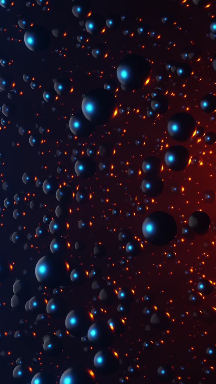 un montón de burbujas flotando en el aire con luz roja. animación en bucle vertical