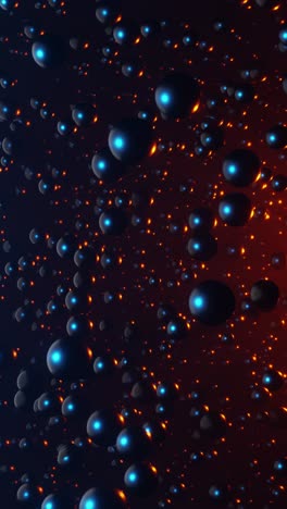 bunch of bubbles floating in the air with red light. vertical looped animation