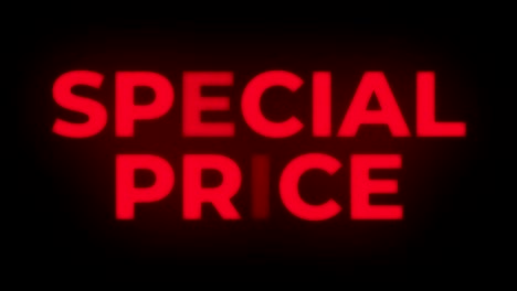 special price text flickering display promotional loop.