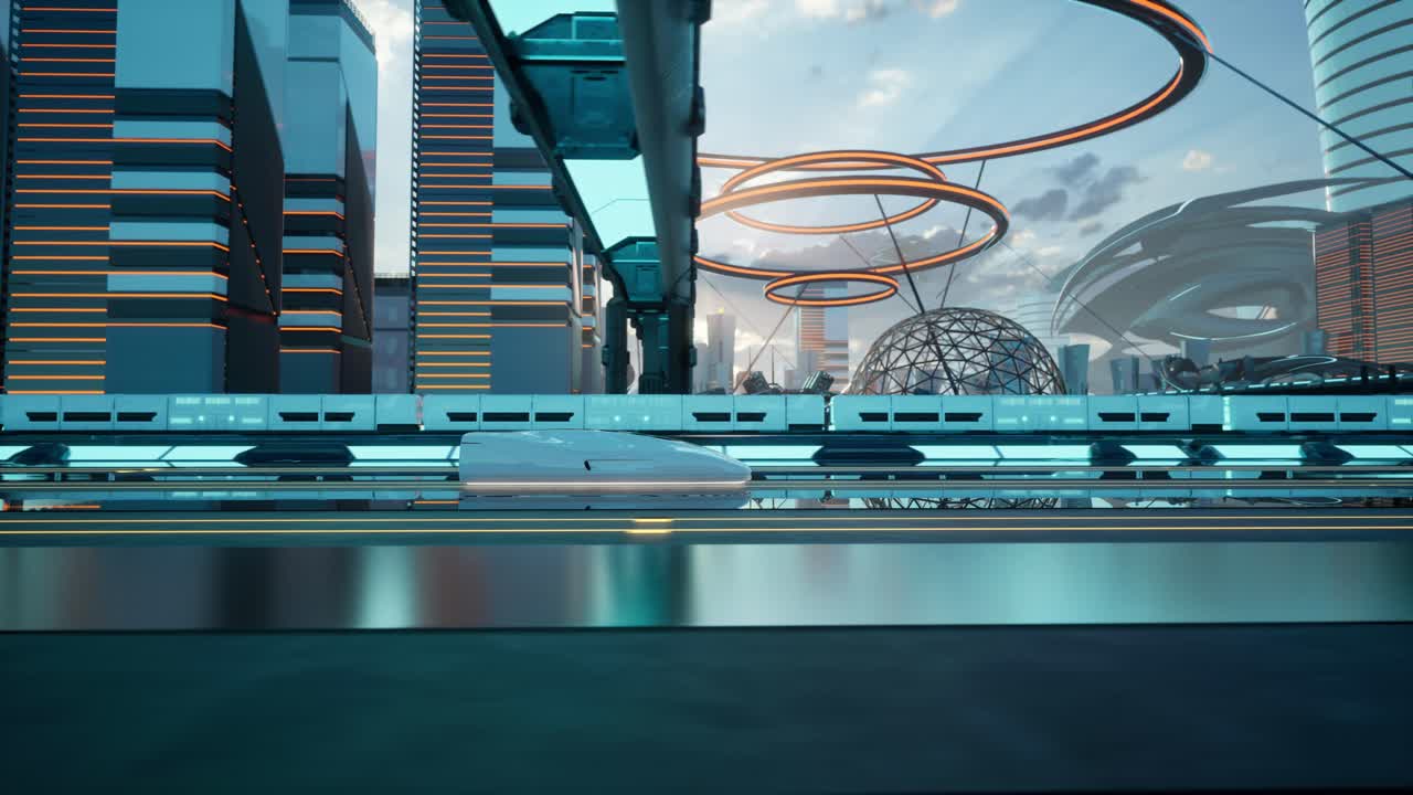Modern Bir Şehirde Fütüristik Maglev Treni