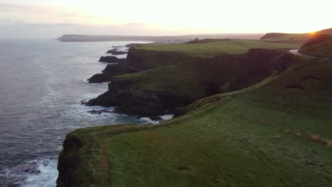 aerial view of the rugged coastline looking towards portballntrae, county antrim, northern ireland