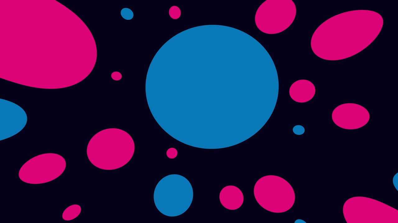 animación del movimiento de círculos de colores sobre un fondo azul oscuro