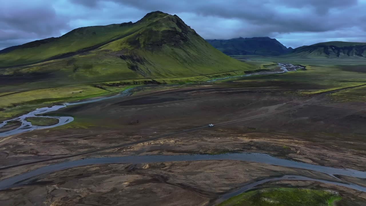 Iceland nature landscape Icelandic Highlands Landmannalaugar aerial drone road trip