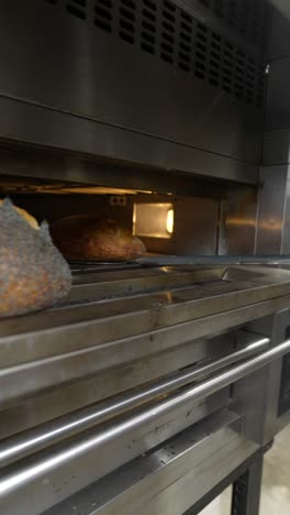 commercial bread oven in operation