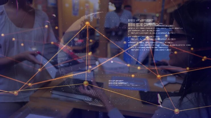 Patron placing book on scanner, librarian scanning title and entering loan data at library counter