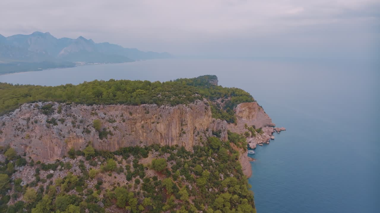 Coastal Cliffs and Mountains Aerial View