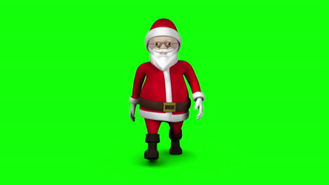 Cartoon-Santa-walking-on-green-background