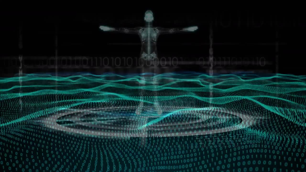 Animation of human boyd and binary coding data processing