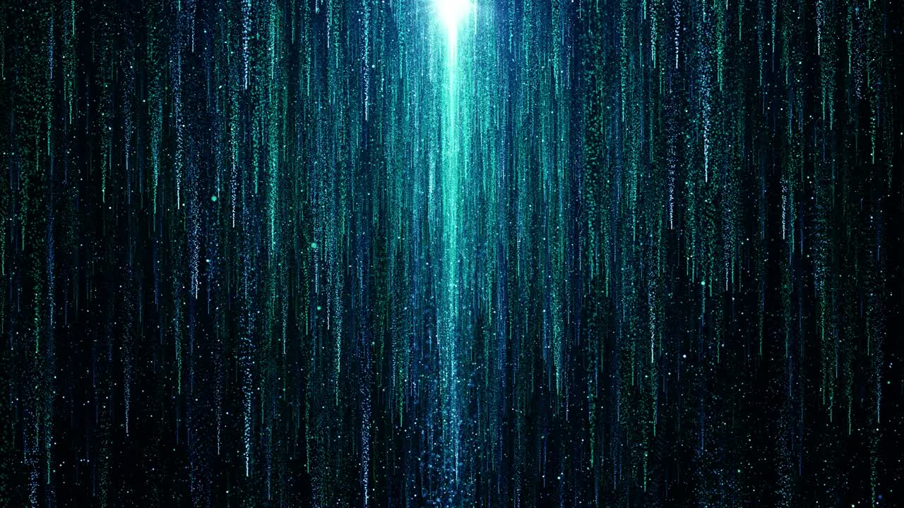 partículas azul verde evento juego tráiler títulos escenario de concierto cinematográfico bucle de fondo