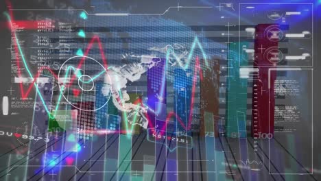 animation of statistics and data processing over globe