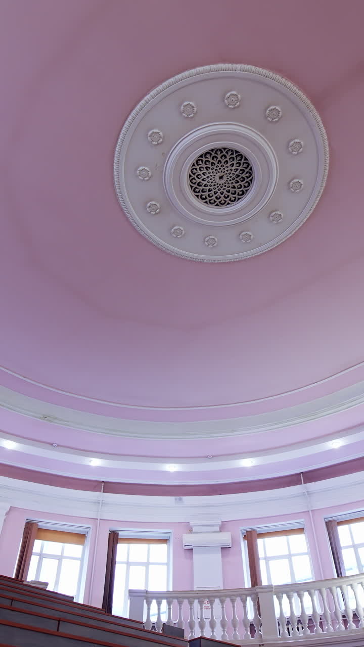 Big empty education room at university. Indoor college modern lecture hall. Vertical video