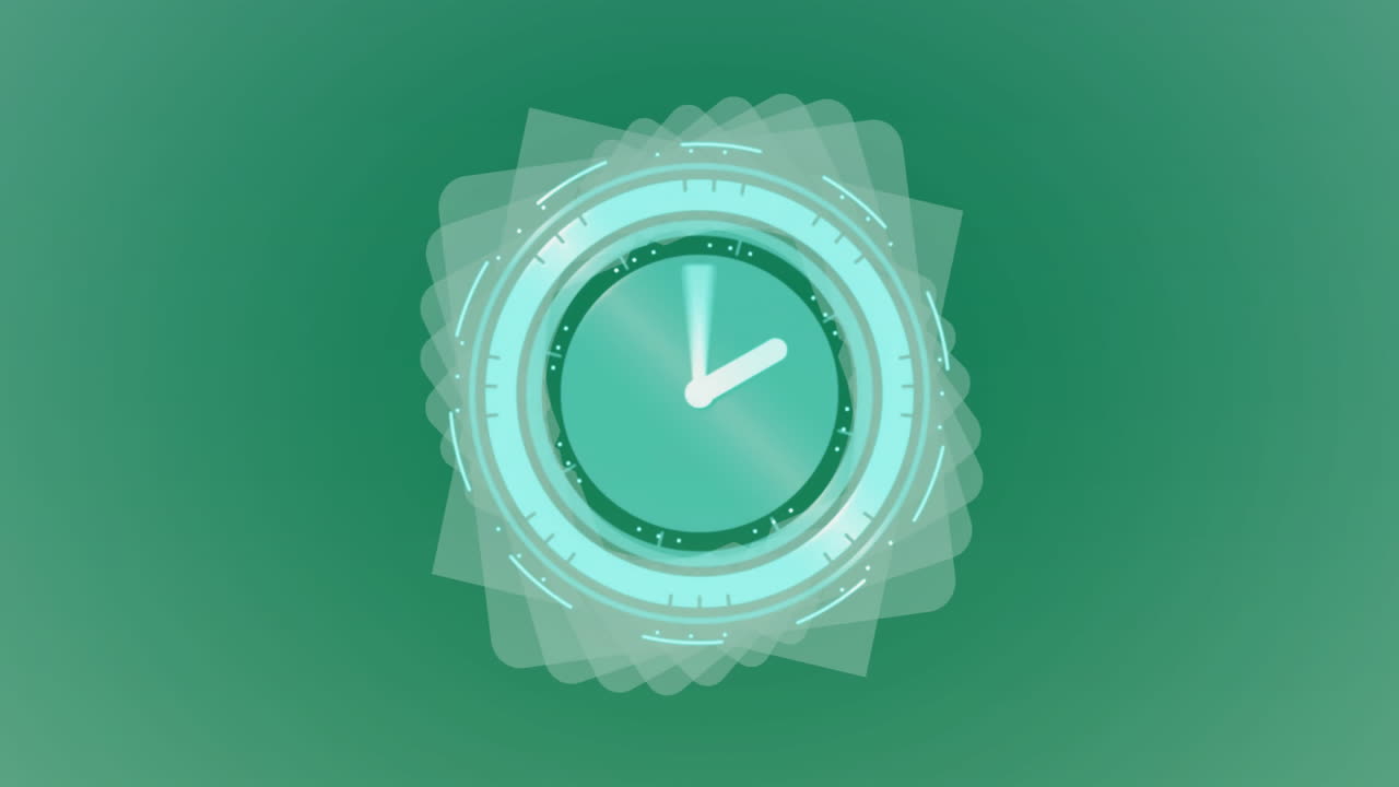 Premium stock video Animation of clock moving over shapes on green