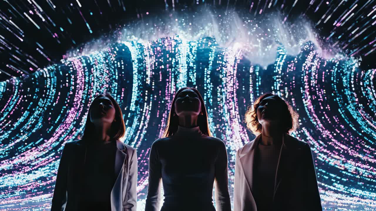 Women Experiencing a Digital Art Installation