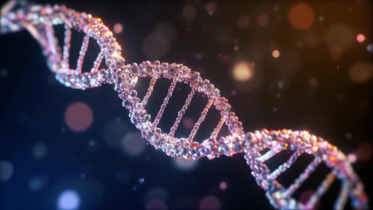 Struttura a doppia elica del DNA rotante in spazio astratto