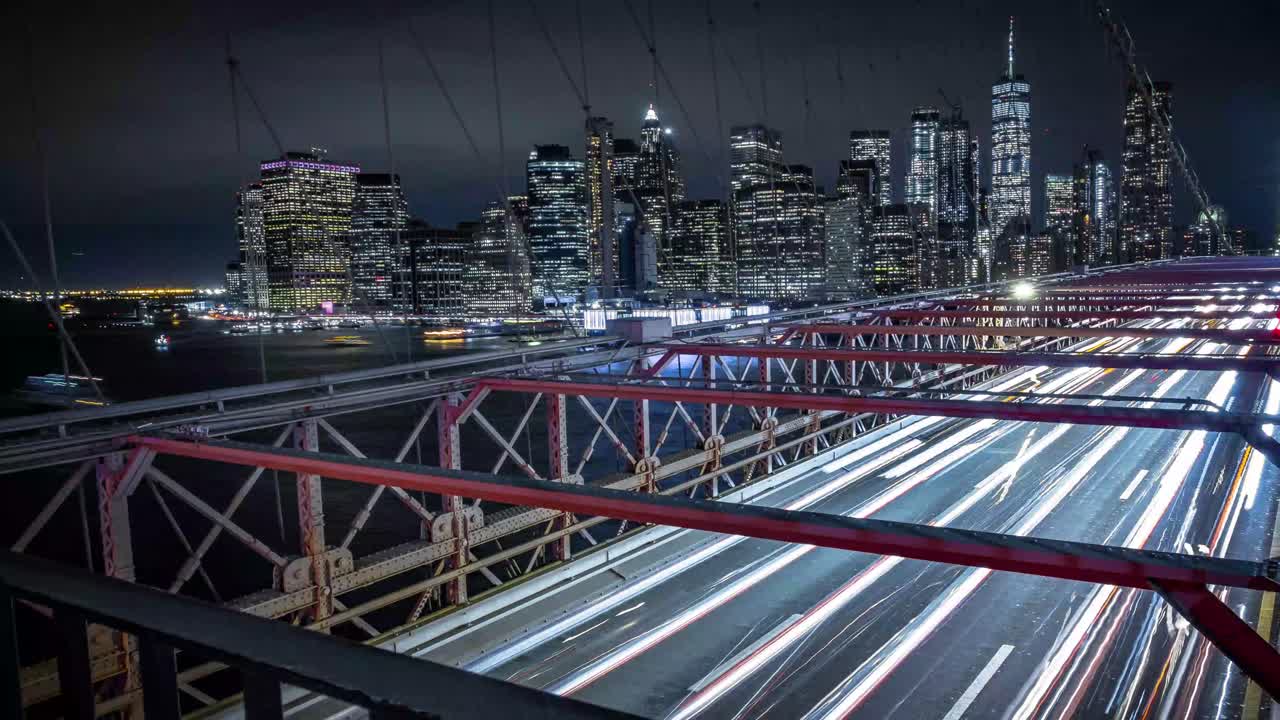 new york timelapse from the brooklyn bridge of car passing