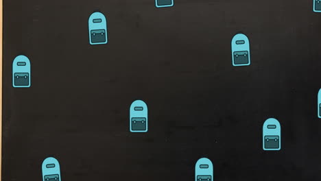 animation of school items icons moving over board