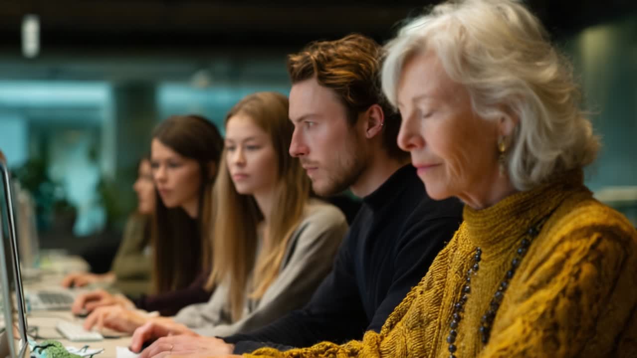 People working on computers in an office