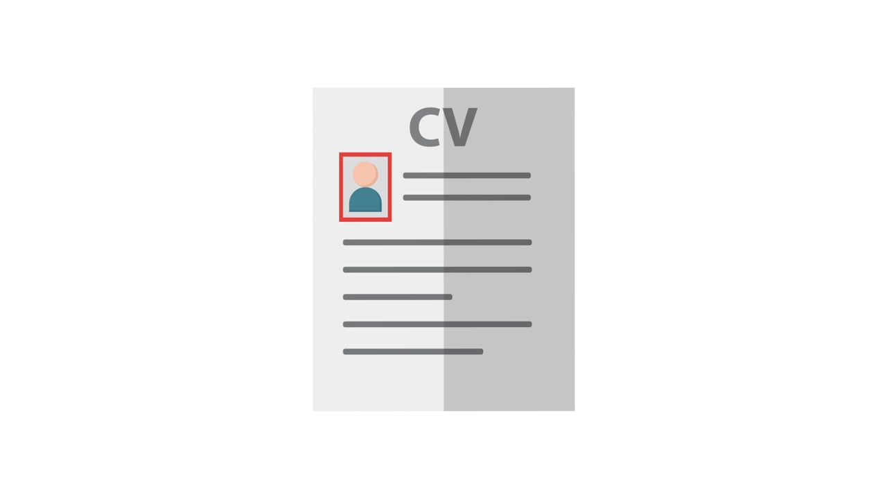Animated CV Document with Profile Picture and Text Lines