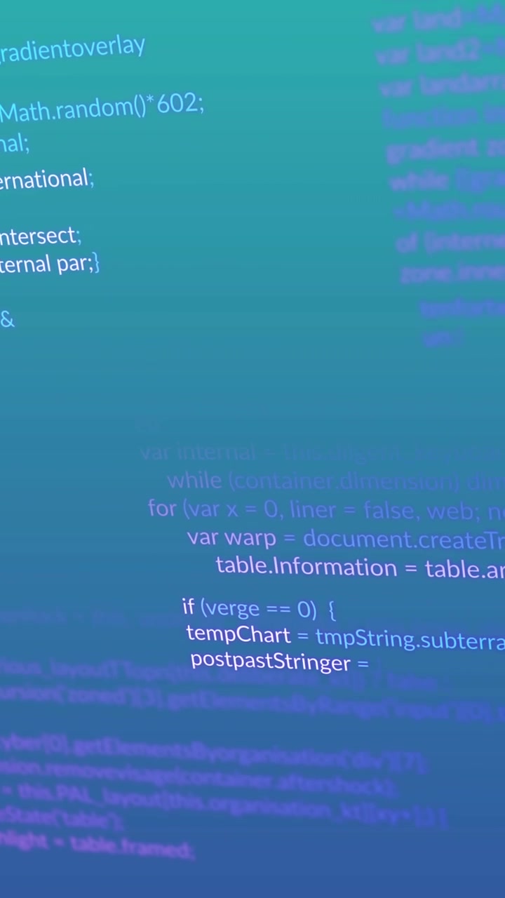Animation af databehandling mod en blå gradientbaggrund.