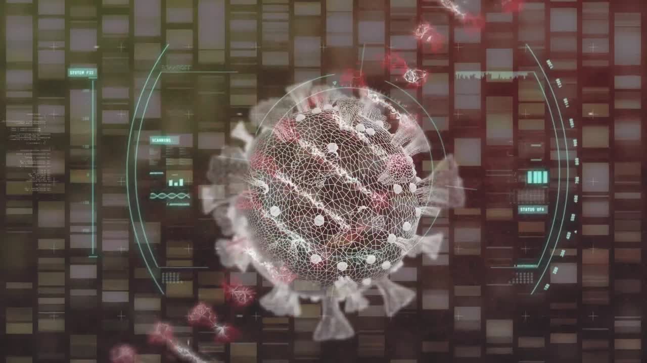 escaneo del alcance de la célula de covid-19 sobre la estructura del adn contra el procesamiento de datos