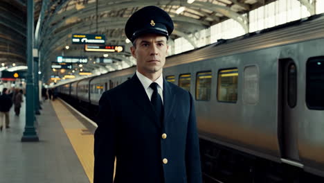 conductor at a train station