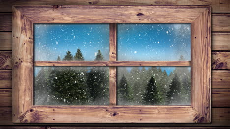 winterlandschaft durch fenster 4k