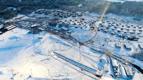 winter ski resort aerial view