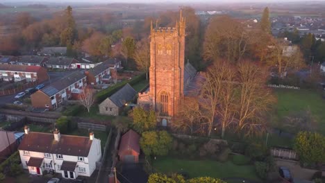 wellington, somerset, united kingdom, december 30, 2019: aerial view of the saint john the babtist church